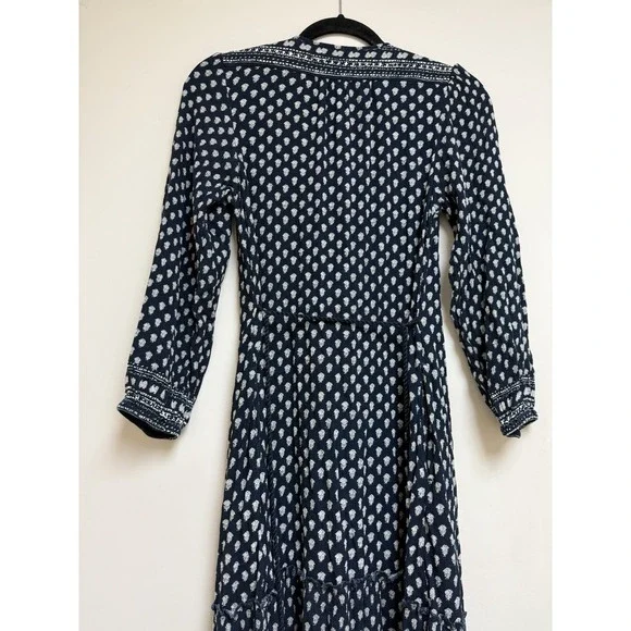 Faherty Orinda Long Sleeve Maxi Dress in navy blue and white. Sz S - Picture 16 of 16